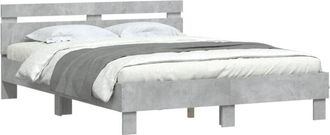 vidaXL Bed Frame with led without Mattress Concrete Grey 140x200 cm Vidaxl