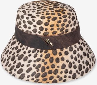 Catarzi Glockenhut aus Filz mit Leopardenprint und Lederband
