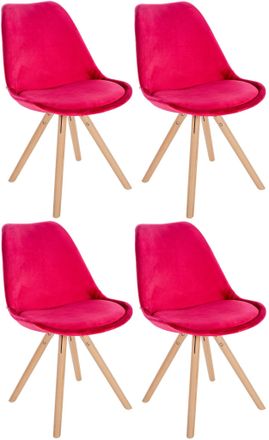Clp Clp - Pack De 4 Sillas De Sal&oacute;n Sofia En Terciopelo Rojo Natural (redondo)