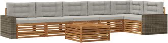 vidaXL Conjunto De Sof&aacute;s De Exterior 7 Uds. Natural Y Gris Claro Vidaxl