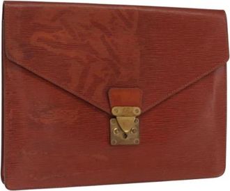 Louis Vuitton Pre-owned Vintage Leren Clutch - Dames - Vintage Clutch - Bruin - ONE Size - Leer - Vintage
