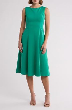 Donna Ricco Boat Neck Flare Dress in Rich Green at Nordstrom Rack, Size 10