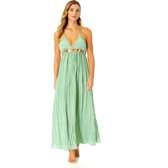 Anne Cole Womens V Neck Jewel Maxi Dress With Spaghetti Straps Cover Up in Basil at Nordstrom, Size X-Large