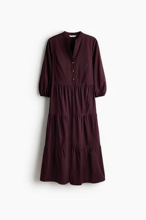 H&M Tiered Midi Dress in Dark Purple at Nordstrom, Size Xx-Large