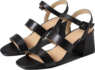Rockport Farrah 3 Band Sandals Black Ankle Strap Block Heel ZAP722