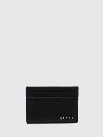 Gucci Portacarte in pelle martellata con logo metallico e quattro slot