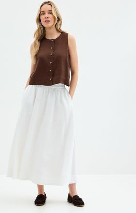 Contemporaine Womens Pure linen flared skirt