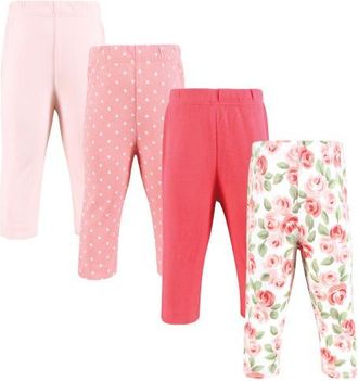 Hudson Baby 4Pk Collection of Versatile Pants Bottoms in Coral Floral at Nordstrom, Size 3T
