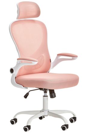 Livetastic Drehstuhl, Wei&szlig;, Pink, Metall, Kunststoff, Textil, F&uuml;llung: Schaumstoff, Drehkreuz, 61x118-128x60.5 cm, Sitzfl&auml;che 360&deg; drehbar, inklusive Armlehnen, 