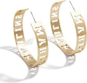 WEAR by Erin Andrews x Baublebar Miami Marlins Large Cutout Hoop Earrings in Gold at Nordstrom