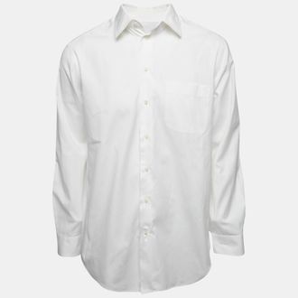 Armani White Cotton Button Front Full Sleeve Shirt