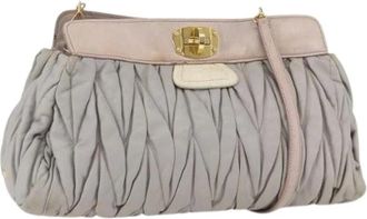 Miu Miu Pre-owned Shoulder Bags, female, Gray, Size: ONE SIZE Pre-owned Leather Shoulder Bag