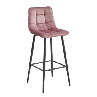 Private Label Valora sgabello da bar TEOTO in velluto rosa con gambe in acciaio nero x1