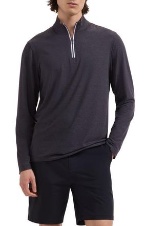 Bugatchi M&eacute;lange Quarter Zip Pullover in Black at Nordstrom, Size Xx-Large