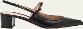 Gianvito Rossi Calfskin Mary Jane Slingback Pumps