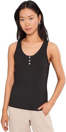 Michael Stars Brandy Henley Tank Top Womens Clothing Black (US 0-12), Cotton