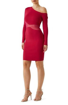 Marciano Sol Long Sleeve Body-Con Dress in Bright Red at Nordstrom, Size 10 Us