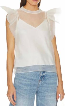 BuddyLove Ruffle Sleeve Mesh Top In White