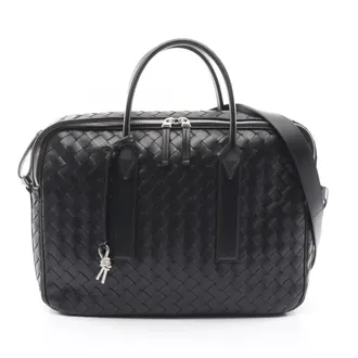 Bottega Veneta Intrecciato Black Leather Briefcase (Pre-Owned)