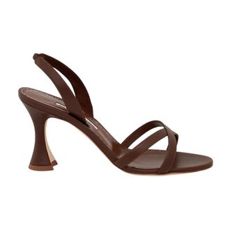 Manolo Blahnik High Heel Sandals, female, Brown, Size: 10 US Leather Heeled Sandals 90