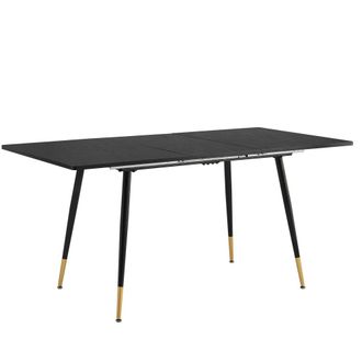 Urban Meuble Mesa de comedor extensible negra imitaci&oacute;n madera 120-160