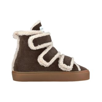 INUIKII Shearling Velcro Wedge - Dames - Sneakers - Bruin - 37 EU - Leer - Schoenen