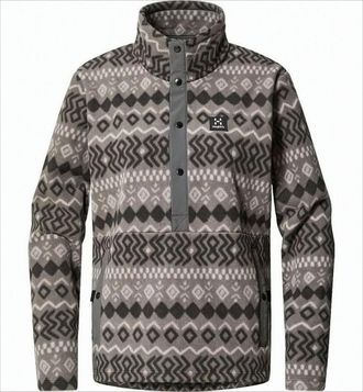 Hagl&ouml;fs Geometric Pattern Long-Sleeve Pullover With High Collar
