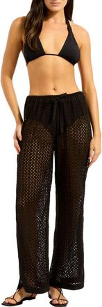 Seafolly Side Split Cover-Up Pants in Black at Nordstrom, Size X-Large
