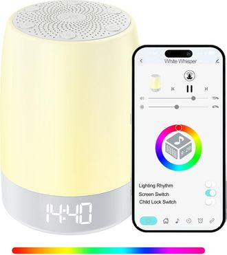 OEM Ruido Blanco Con Luz Nocturna, Ideal Para Beb&eacute;s Y Adultos. 32 Sonidos Relajantes, Despertador Con Simulaci&oacute;n De Amanecer, Recargable Y Controlable Med