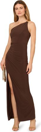 Adrianna Papell Womens Jersey Column Gown - Brown - Size 14 UK