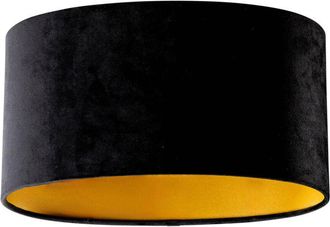 QAZQA Classico Cotone Paralume in velluto nero ovale 35/23/18, Ovale Adatto per lampada a sospensione e da terra - Qazqa