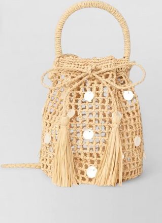 Alanui precious moments raffia bucket handle bag