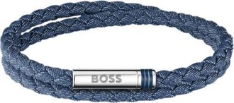 BOSS Double-braided denim-effect cuff with logo closure