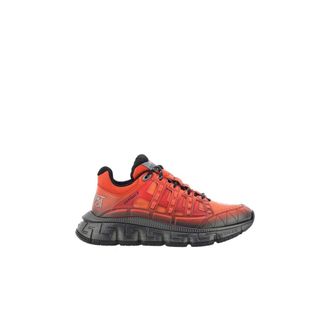 Versace Sneakers, male, Orange, Size: 6 US Fabric Athletic Sneakers