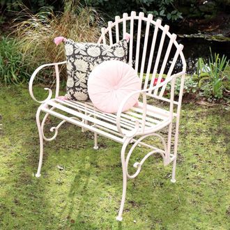 Melody Maison Ornate Pink Metal Painted Garden Chair 62cm in Light Pink