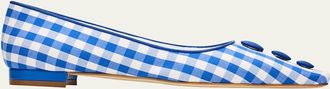 Manolo Blahnik Alexa Gingham Flat Pumps