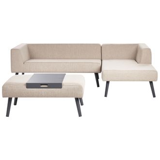 Beliani Elegante 4 Plazas Lounge Tumbona Conjunto Olefina Tela Aluminio Marco Muebles De Jard&iacute;n Beige Sorrivoli