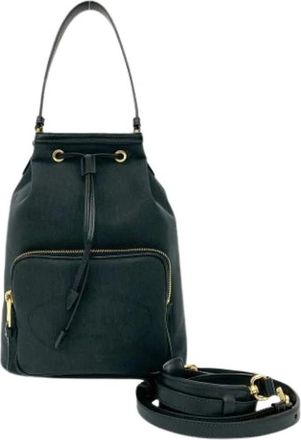 Prada Pre-owned Canvas Bucket Bag - Dames - Vintage Tas - Zwart - ONE Size - Leer - Vintage