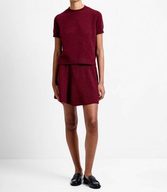 French Connection Vhari Recycled Knit Mock Neck Short Sleeve Top In Cabernet