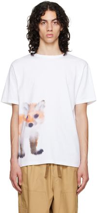 Maison Kitsun&eacute; White Printed T-Shirt