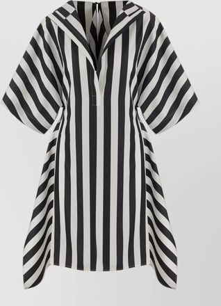 Jacquemus cotton silk striped deep v-neck open-back mini dress