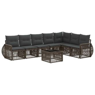 vidaXL Conjunto De Sof&aacute;s De Jard&iacute;n 8 Pcs Gris Y Gris Oscuro Vidaxl