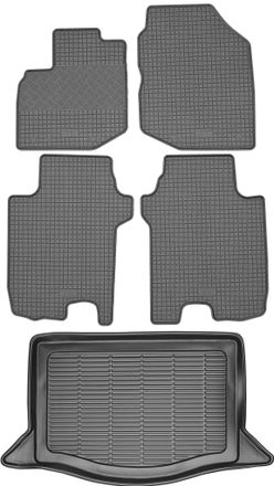 OEM Juego De Alfombrillas De Goma Para Coche Y Alfombrilla Para Maletero Para Honda Jazz Ii Hatchback (2008-2015)