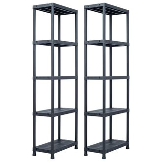 vidaXL Estanter&iacute;a De Pl&aacute;stico 2 Unidades 125 Kg 60x30x180 Cm Negro Vidaxl