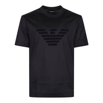 Emporio Armani Maxi Logo Flock T-Shirt - Heren - T-shirts - Blauw - L - Tops
