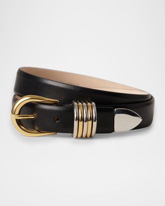 D&eacute;hanche Hollyhock Mix Metal Leather Belt