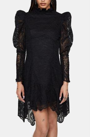 Disturbia Lyra High Neck Lace Mini Dress in Black at Nordstrom, Size 2