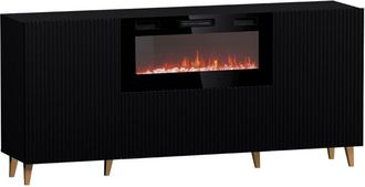 Mirjan24 Mobilier1 - Aparador Levmari 104, Negro + Dorado, 83x181cm, N&uacute;mero De Puertas: 042cm, Mdf, Aglomerado Laminado, Led