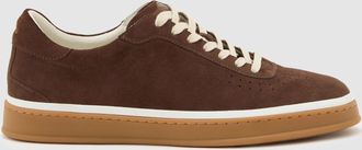 Reiss Chocolate Brown Anders Perforated-detail Trainers, 645