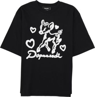 Dsquared2 Black Graphic Print Logo Cotton T-Shirt